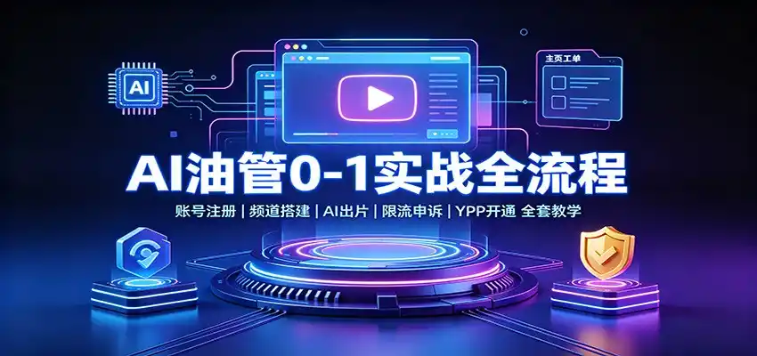 AI油管0-1实战：账号注册频道搭建，AI出片，限流申诉，YPP开通全套教学-海豚优课资源库