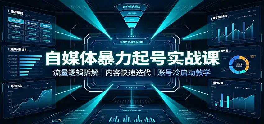 自媒体暴力起号实战课:流量逻辑拆解,内容快速迭代,账号冷启动教学-海豚优课资源库