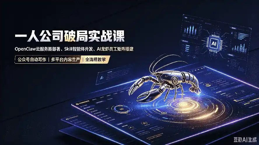 一人公司破局实战课|OpenClaw云服务器部署、Skill智能体开发、AI龙虾员工矩阵搭建,公众号自动写作与多平台内容…-海豚优课资源库