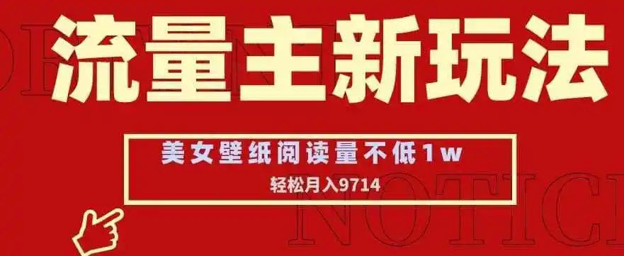 流量主新玩法，美女壁纸和头像，阅读量不低于1w，月入9741【揭秘】-海豚优课资源库