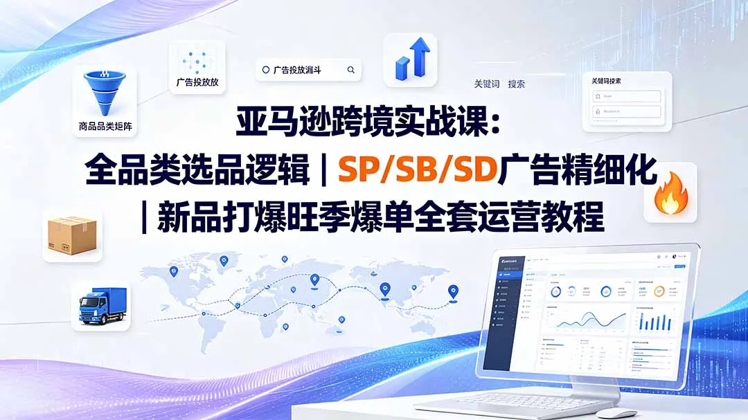 亚马逊跨境实战课-更新8月:全品类选品逻辑|SP/SB/SD广告精细化|新品打爆旺季爆单全套运营教程-海豚优课资源库