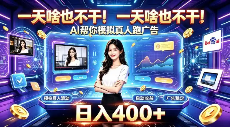 一天啥也不干!AI帮你模拟真人跑广告,稳定日入400+,实现真正被动变现【揭秘】-海豚优课资源库
