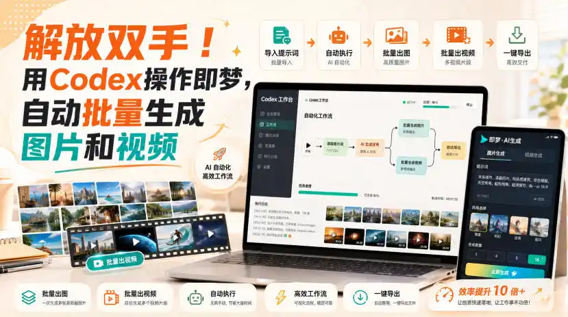 解放双手!用Codex操作即梦,自动批量生成图片和视频-海豚优课资源库