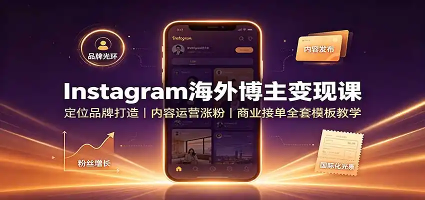 Instagram海外博主变现课：定位品牌打造，内容运营涨粉，商业接单全套模板教学-海豚优课资源库