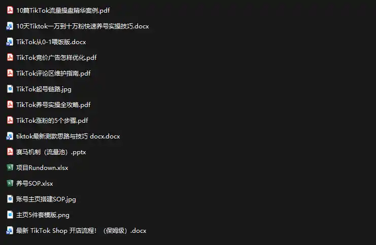TikTok从0-1实操资料包:养号SOP+爆款公式+投流手册-海豚优课资源库