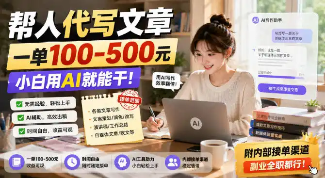帮人代写文章,一单100-500,小白用AI就能干,附内部接单渠道,副业全职都行【揭秘】-海豚优课资源库
