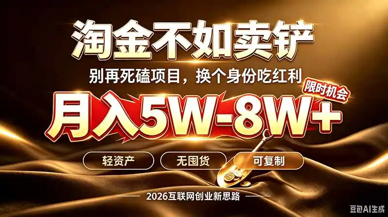 别再傻乎乎埋头跑项目!互联网真正赚钱逻辑:做卖铲人,拒绝当韭菜,逆风翻盘月入5-8W+-海豚优课资源库