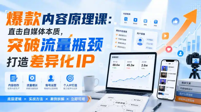 爆款内容原理课:直击自媒体本质,突破流量瓶颈打造差异化IP-海豚优课资源库