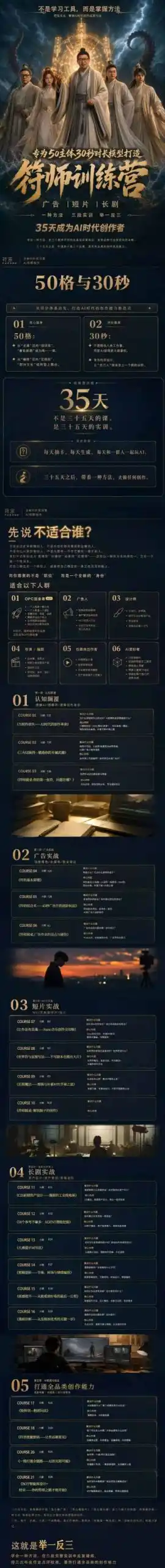 多参宗符师训练营,35天成为AI时代创作者,广告|短片|长剧,一种方法,三段实训,举一反三,打通全品类的创作能力-海豚优课资源库