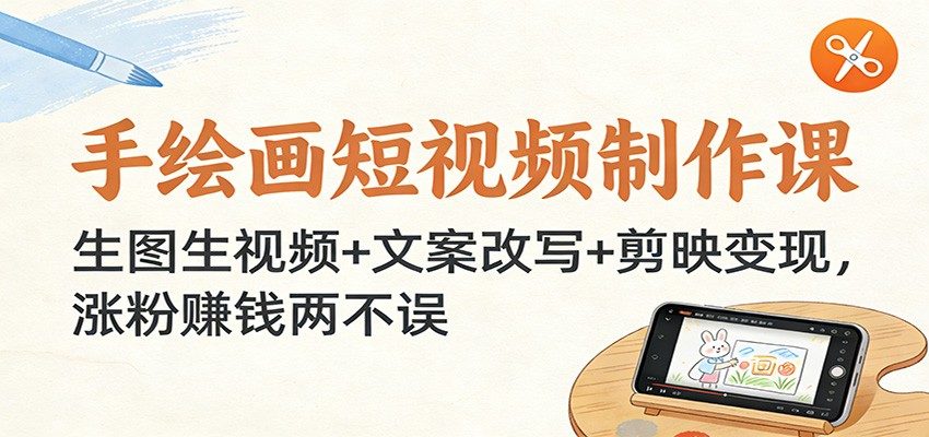 手绘画短视频制作课:生图生视频+文案改写+剪映变现,涨粉赚钱两不误-海豚优课资源库