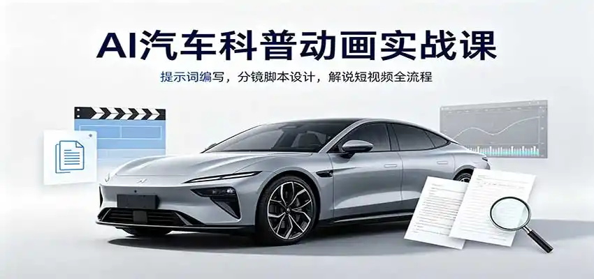 AI汽车科普动画实战课:提示词编写,分镜脚本设计,解说短视频全流程-海豚优课资源库