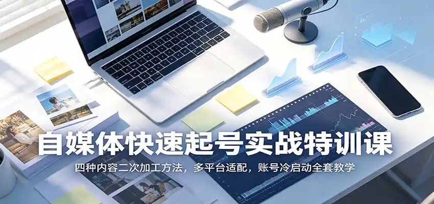 自媒体快速起号实战特训课:四种内容二次加工方法,多平台适配,账号冷启动全套教学-海豚优课资源库