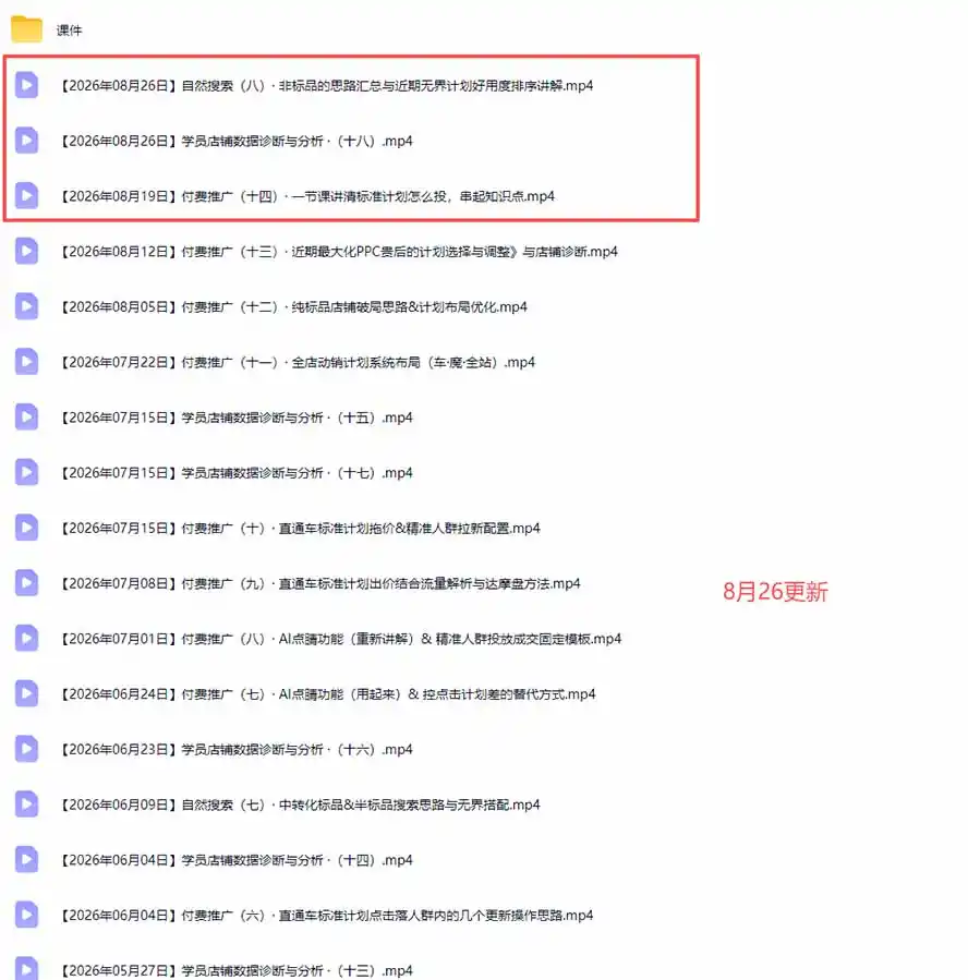 2026淘宝电商终局之战VIP课-更新:自然搜索+直通车+无界+精准人群,系统掌握测款动销与全店推广布局方法-海豚优课资源库