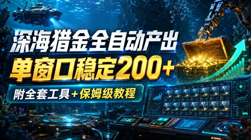 深海猎金全自动产出,单窗口稳定200+,附全套工具+保姆级教程【揭秘】-海豚优课资源库