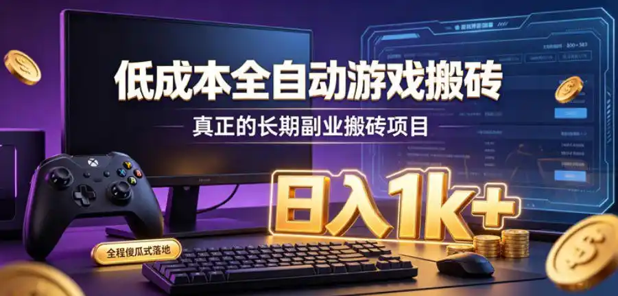 低成本全自动游戏搬砖,真正的长期副业搬砖项目,日入1k+,全程傻瓜式落地【揭秘】-海豚优课资源库