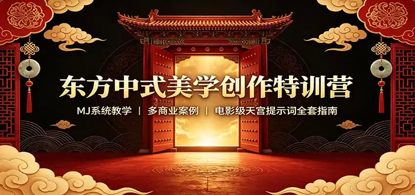 东方中式美学创作特训营:MJ系统教学,多商业案例,电影级天宫提示词全套指南-海豚优课资源库