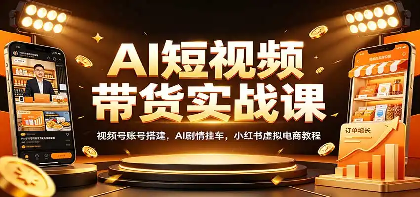 AI短视频带货实战课:视频号账号搭建,AI剧情挂车,小红书虚拟电商教程-海豚优课资源库