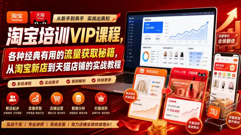 淘宝培训VIP课程,各种经典有用的流量获取秘籍,从淘宝新店到天猫店铺的实战教程(更新08月12日)-海豚优课资源库