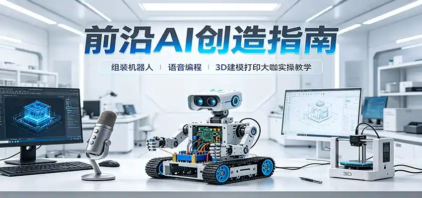 前沿AI创造指南:组装机器人、语音编程、3D建模打印大咖实操教学-海豚优课资源库