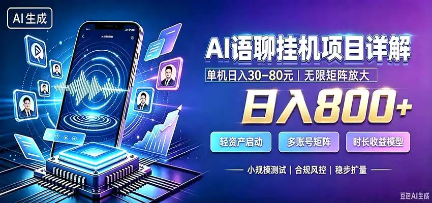 AI语聊挂机，日入800+，适用个人副业，工作室矩阵操作-海豚优课资源库