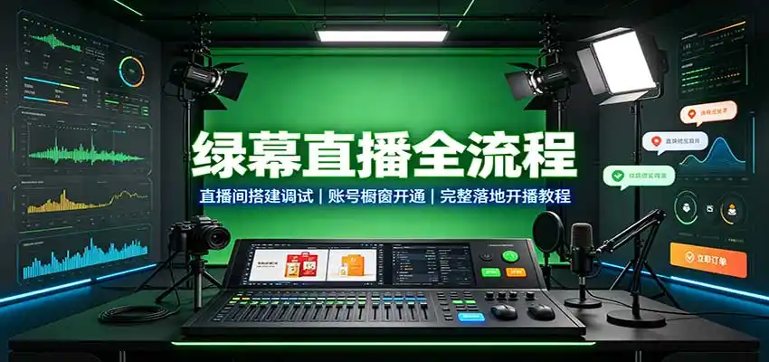 绿幕直播全流程:直播间搭建调试,账号橱窗开通,完整落地开播教程-海豚优课资源库