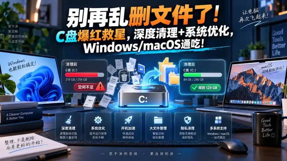 别再乱删文件了!C盘爆红救星,深度清理+系统优化,Windows/macOS通吃!-海豚优课资源库