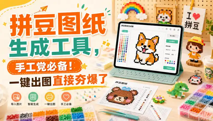拼豆图纸生成工具,手工党必备!一键出图直接夯爆了-海豚优课资源库