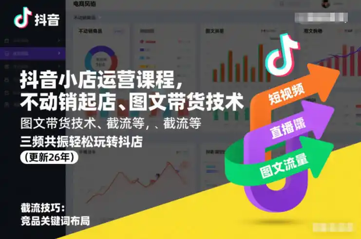 抖音小店运营课程,不动销起店、图文带货技术、截流等,三频共振轻松玩转抖店(更新260815)-海豚优课资源库