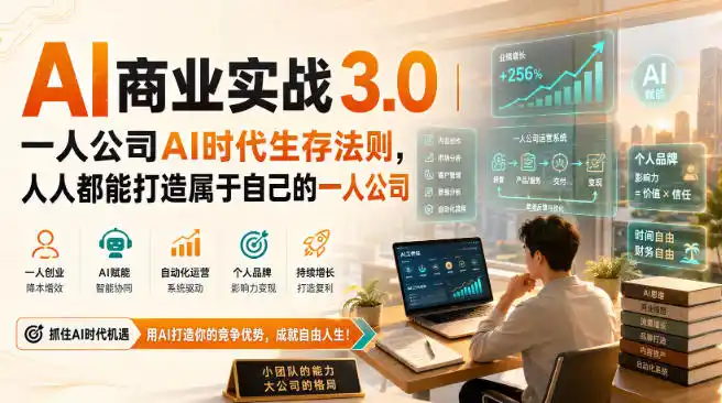 AI商业实战3.0|一人公司AI时代生存法则,人人都能打造属于自己的一人公司-海豚优课资源库