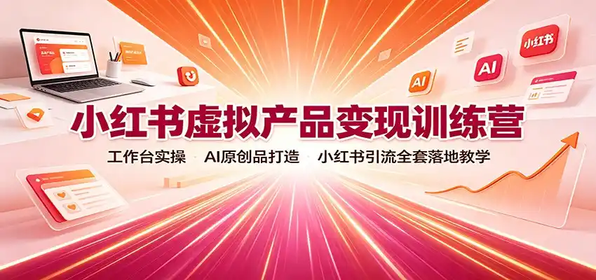 小红书虚拟产品变现训练营:工作台实操,AI原创品打造,小红书引流全套落地教学-海豚优课资源库