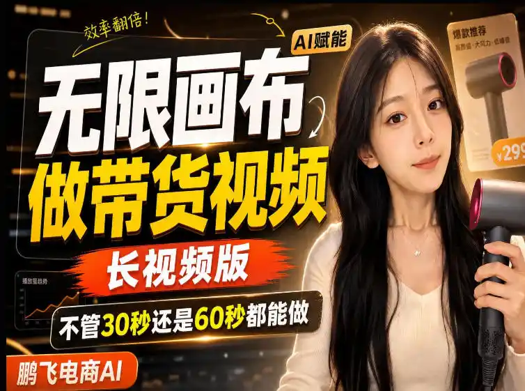 【保姆级教程】无限画布搭建长带货视频,拼接不翻车全程一致,小白跟着步骤也能上手-海豚优课资源库