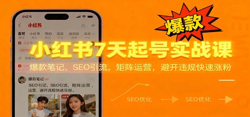 小红书7天起号实战课:爆款笔记,SEO引流,矩阵运营,避开违规快速涨粉-海豚优课资源库