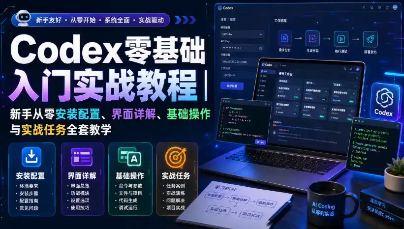 Codex零基础入门实战教程|新手从零安装配置、界面详解、基础操作与实战任务全套教学-海豚优课资源库