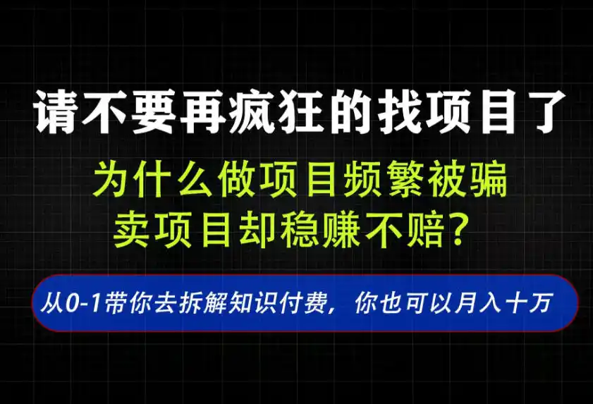 找项目?别傻了!卖项目才是真的一本万利!看完你全都懂了【揭秘】-海豚优课资源库