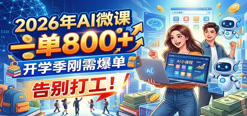 2026年AI微课,一单800+,开学季刚需爆单,告别打工!-海豚优课资源库