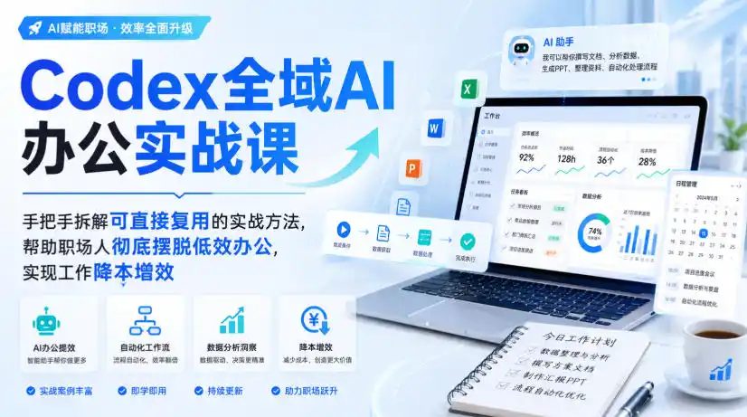 Codex全域AI办公实战课,手把手拆解可直接复用的实战方法,帮助职场人彻底摆脱低效办公,实现工作降本增效-海豚优课资源库