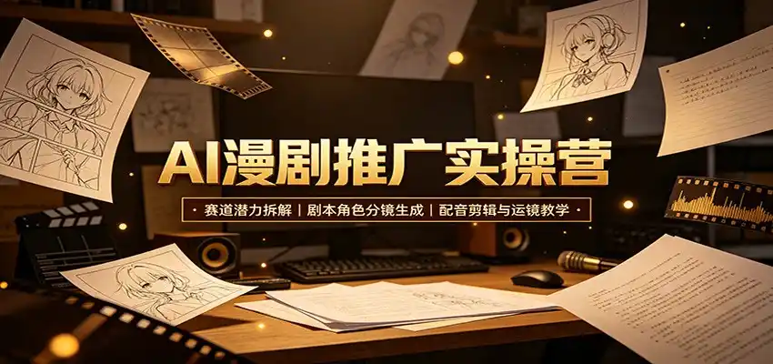AI漫剧推广实操营:赛道潜力拆解,剧本角色分镜生成,配音剪辑与运镜教学-海豚优课资源库