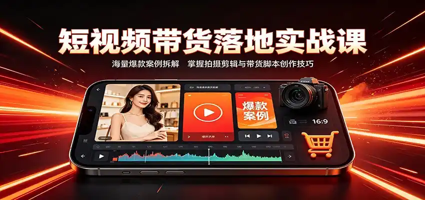 短视频带货落地实战课:海量爆款案例拆解,掌握拍摄剪辑与带货脚本创作技巧-海豚优课资源库
