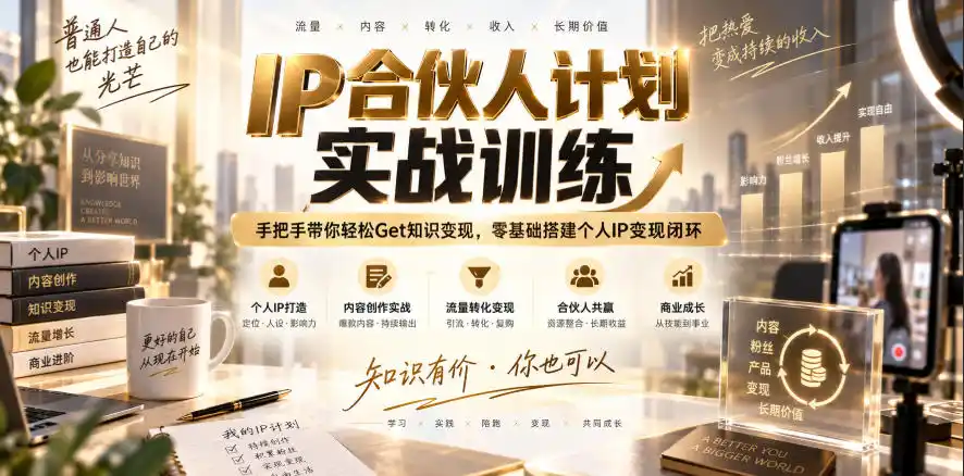 IP合伙人计划实战训练,手把手带你轻松Get知识变现,零基础搭建个人IP变现闭环(更新260908)-海豚优课资源库