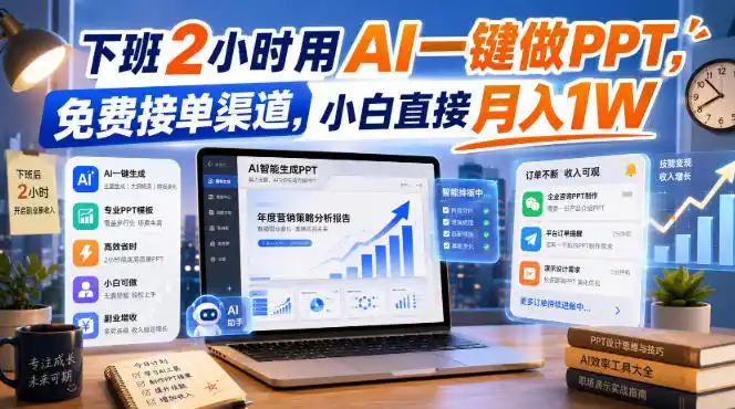 下班2小时用AI一键做PPT,免费接单渠道,小白直接月入1W【揭秘】-海豚优课资源库