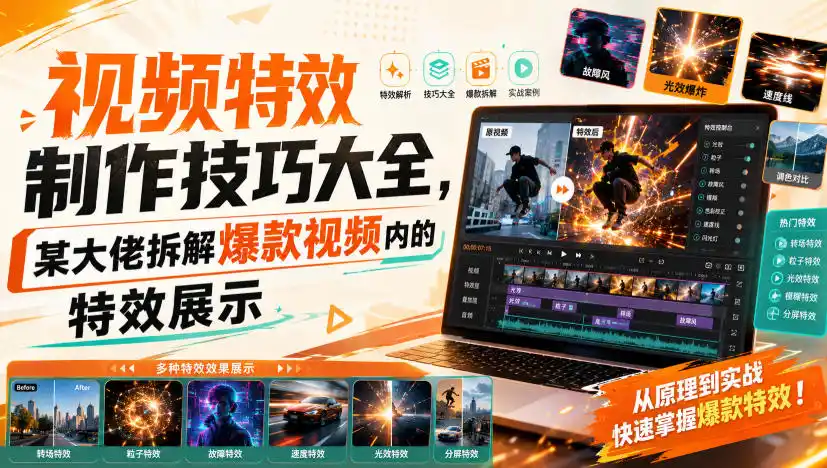 视频特效制作技巧大全,某大佬拆解爆款视频内的特效展示-海豚优课资源库