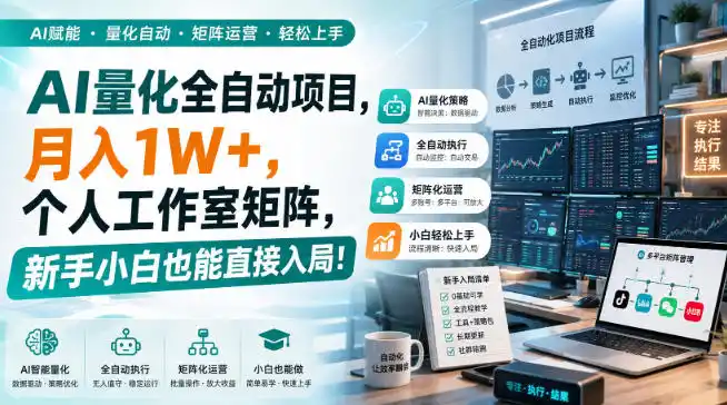 AI量化全自动项目,月入1W+,个人工作室矩阵,新手小白也能直接入局!【揭秘】-海豚优课资源库
