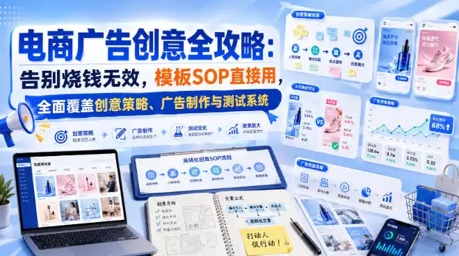 电商广告创意全攻略:告别烧钱无效,模板SOP直接用,全面覆盖创意策略、广告制作与测试系统【原创双语字幕】-海豚优课资源库