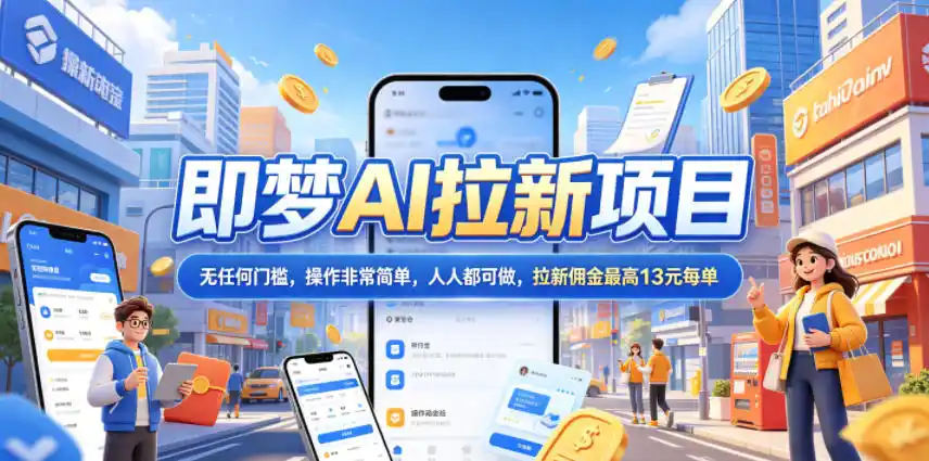2026年即梦AI拉新项目最新玩法,无任何门槛,操作非常简单,人人都可做,拉新佣金最高13米每单(更新08月07日)-海豚优课资源库