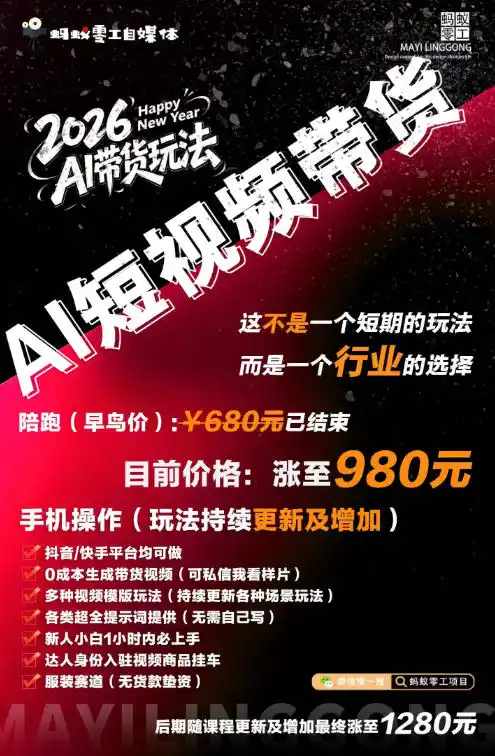 AI短视频带货,靠AI生成短视频,分发到抖音快手平台,多种模版提示词提供,单条视频1k+收益-海豚优课资源库