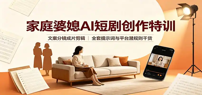 家庭婆媳AI短剧创作特训:文案分镜成片剪辑,全套提示词与平台潜规则干货-海豚优课资源库