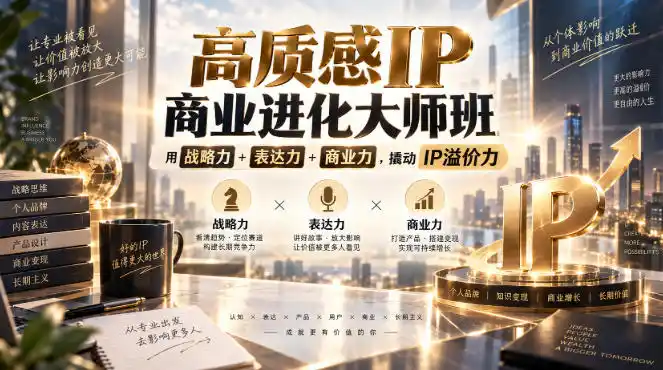 高质感IP商业进化大师班,用战略力+表达力+商业力,撬动IP溢价力-海豚优课资源库