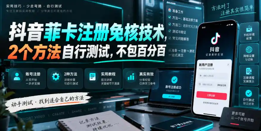 抖音菲卡注册免核技术,2个方法自行测试,不包百分百-海豚优课资源库