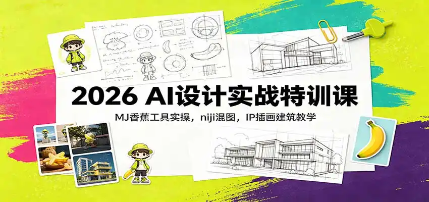 2026 AI设计实战特训课:MJ香蕉工具实操,niji混图,IP插画建筑教学-海豚优课资源库
