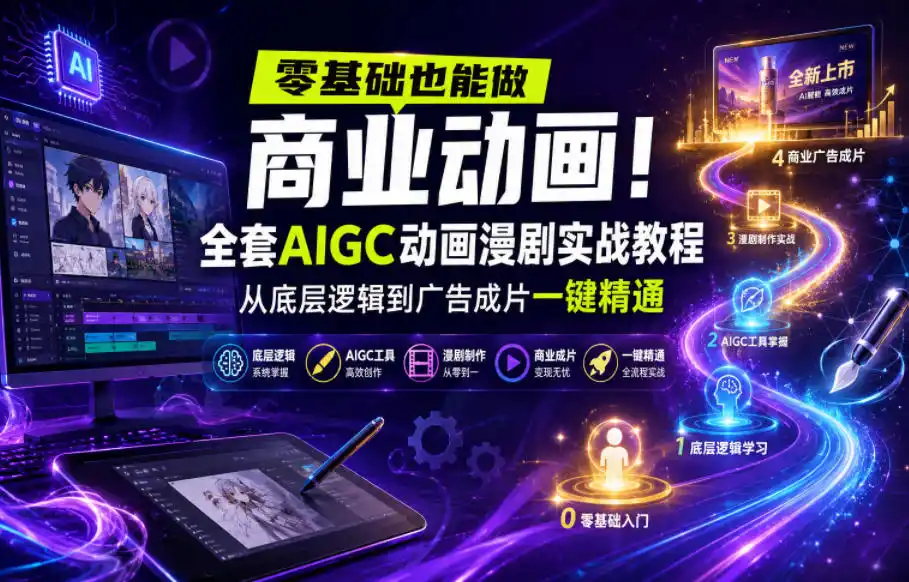 零基础也能做商业动画!全套AIGC动画漫剧实战教程,从底层逻辑到广告成片一键精通(更新0905)-海豚优课资源库
